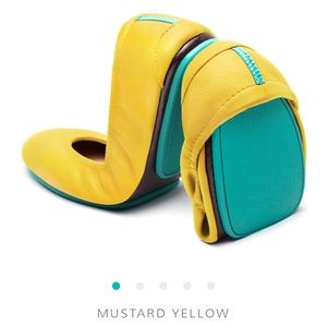 Tieks Mustard Yellow and Teal Flats